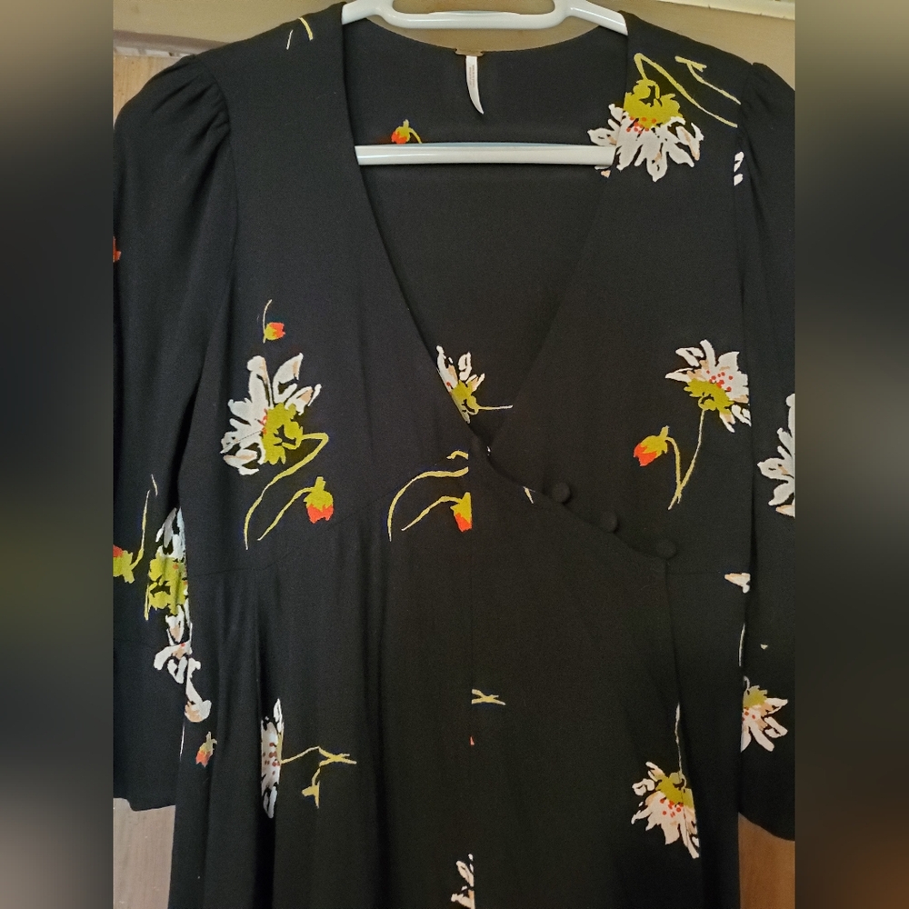 Free People Black Floral Mini Dress